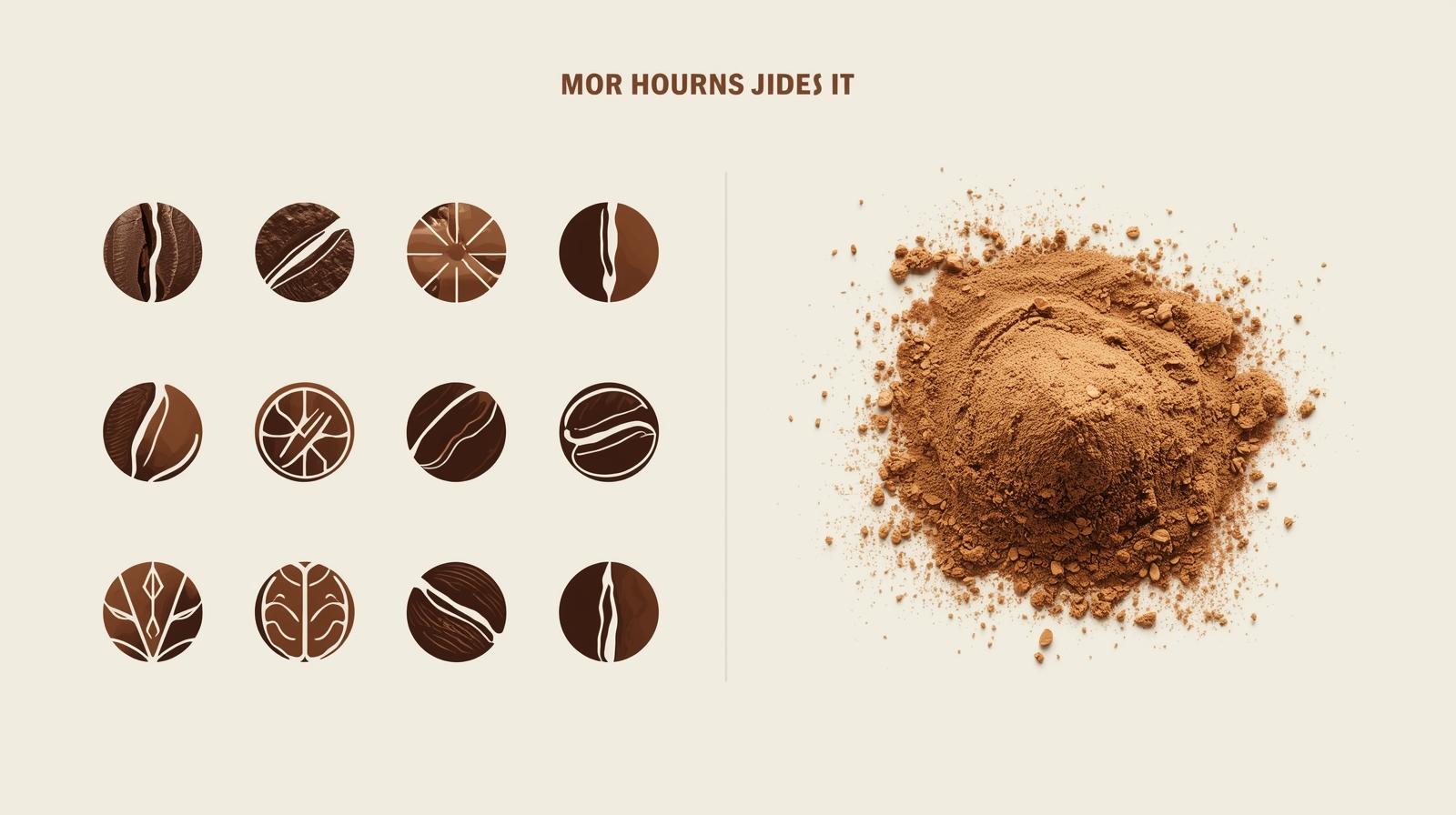 طراحی یک جدول تصویری مدرن با آیکون های دانه قهوه و پودر در دو ستون